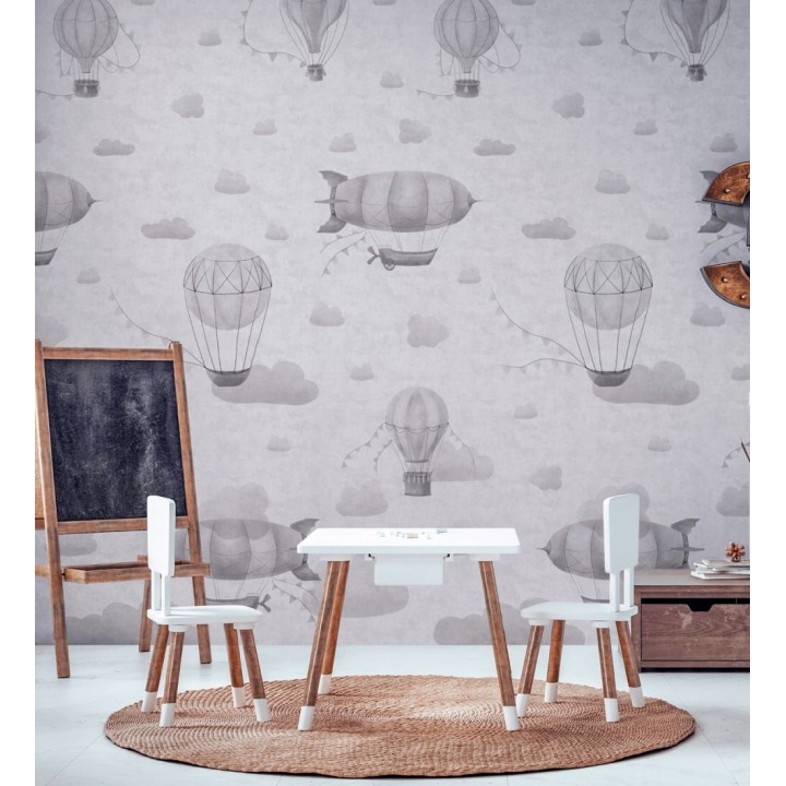 Papel pintado mural de zepelines y globos sobre cielo mágico de nubes - Jules Dreamy 684832