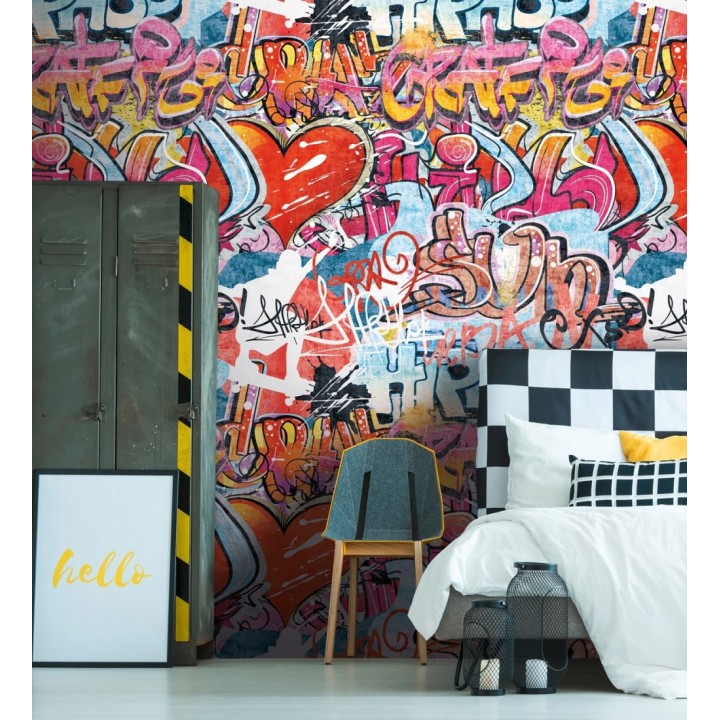 Papel pintado mural de graffiti arte urbano juvenil estilo urban soft - Camden Funky 684834