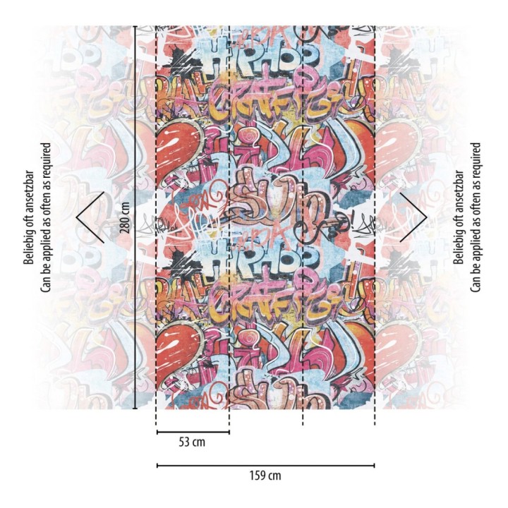 Papel pintado mural de graffiti arte urbano juvenil estilo urban soft - Camden Funky 684834