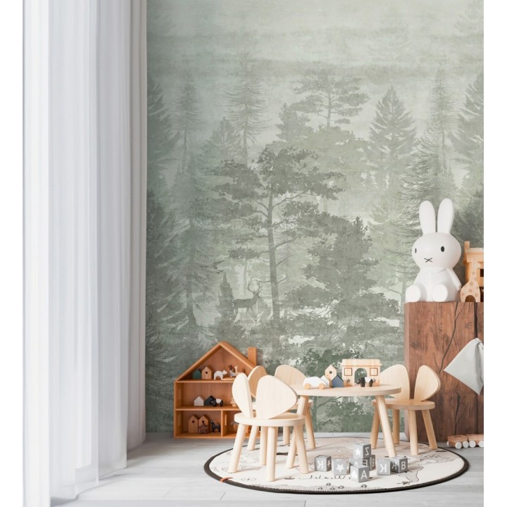 Papel pintado mural de bosque brumoso estilo natural - Finn Wooded 684836