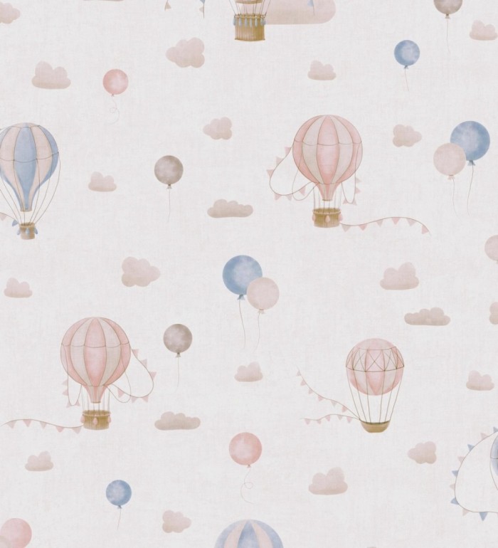 Papel pintado globos dirigibles nubes pastel en rosa y azul - Aerostatic Dreamy 684840