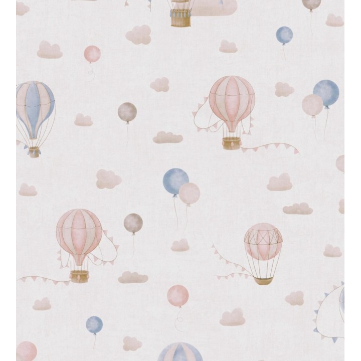 Papel pintado globos dirigibles nubes pastel en rosa y azul - Aerostatic Dreamy 684840