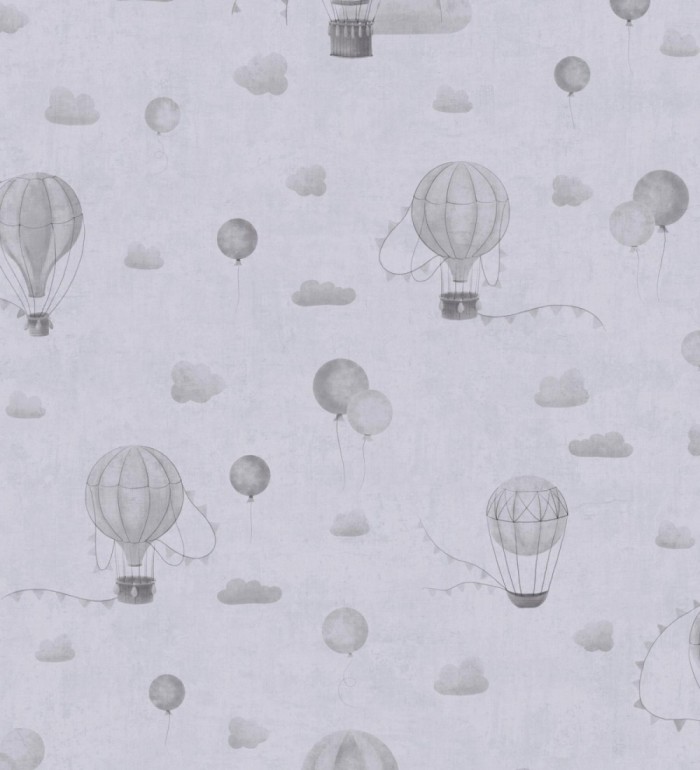 Papel pintado globos dirigibles nubes pastel tonos grises - Aerostatic Dreamy 684841