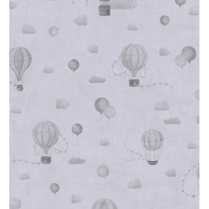 Papel pintado globos dirigibles nubes pastel tonos grises - Aerostatic Dreamy 684841