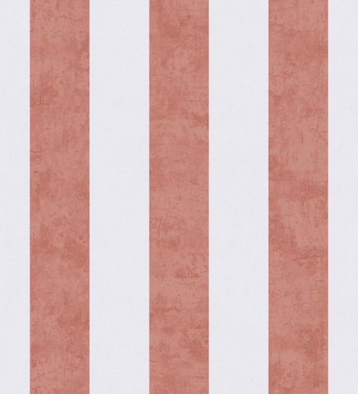 Papel pintado rayas lino desgastado bebé suave en color terracota - Strype Cloudy 684847