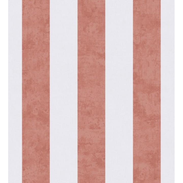 Papel pintado rayas lino desgastado bebé suave en color terracota - Strype Cloudy 684847