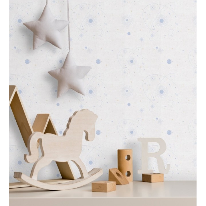 Papel pintado universo estrellas fondo crema - Bobby Galactic 684850