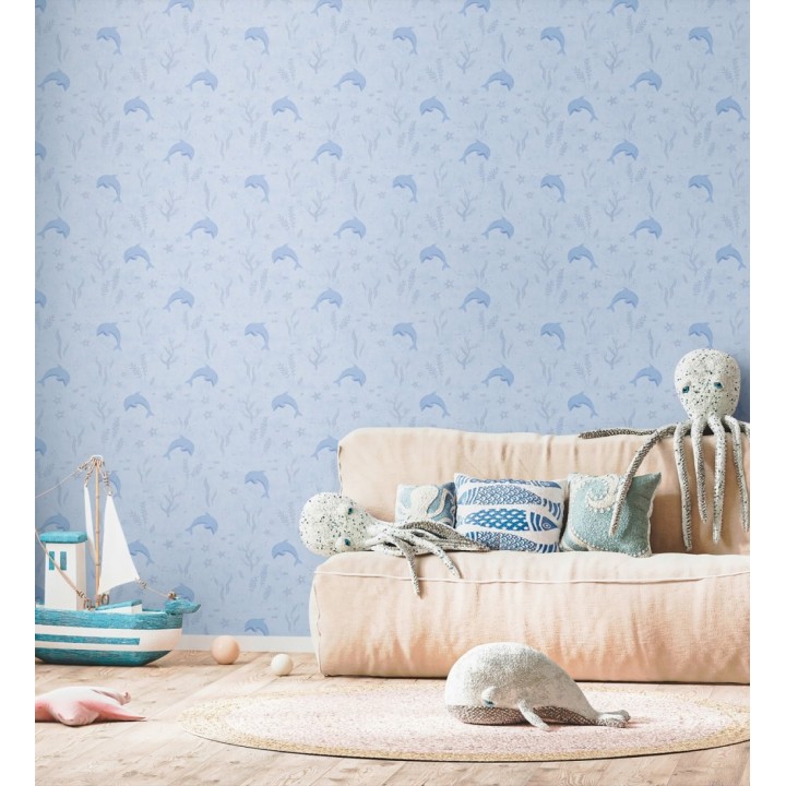 Papel pintado delfines en el oceáno estilo infantil - Nara Dolphin 684852