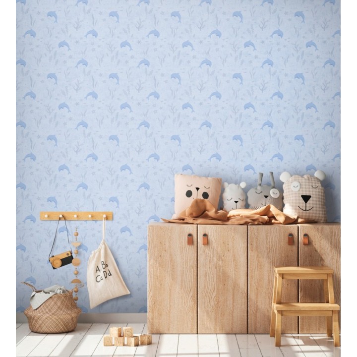 Papel pintado delfines en el oceáno estilo infantil - Nara Dolphin 684852