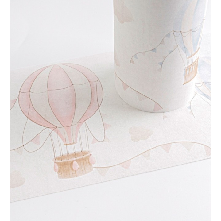 Cenefa de papel pintado de globos dirigibles tonos rosa y azul - Aerostatic Dreamy 684857