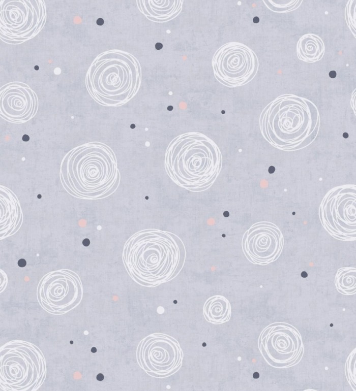 Papel pintado de espirales fondo efecto textil gris lavanda liso - Mia Whimsical 684861