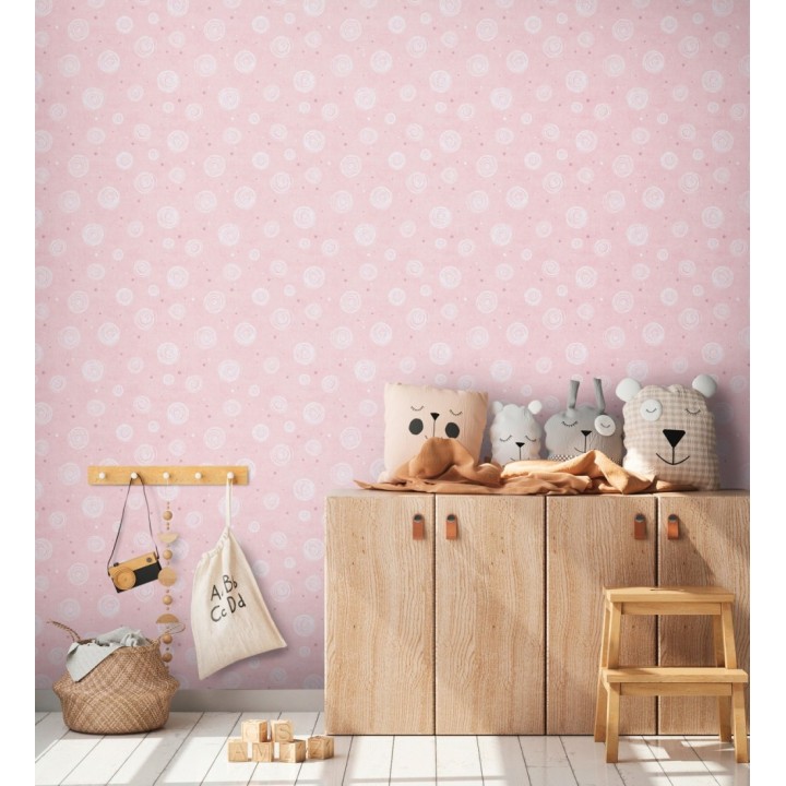 Papel pintado de espirales fondo efecto textil rosa liso - Mia Whimsical 684862