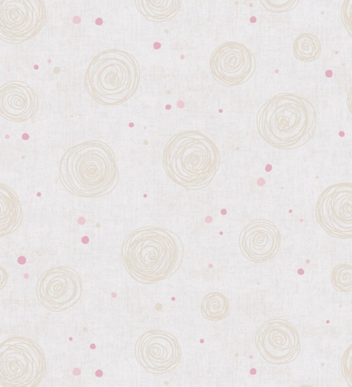 Papel pintado de espirales fondo efecto textil blanco y crema liso - Mia Whimsical 684863