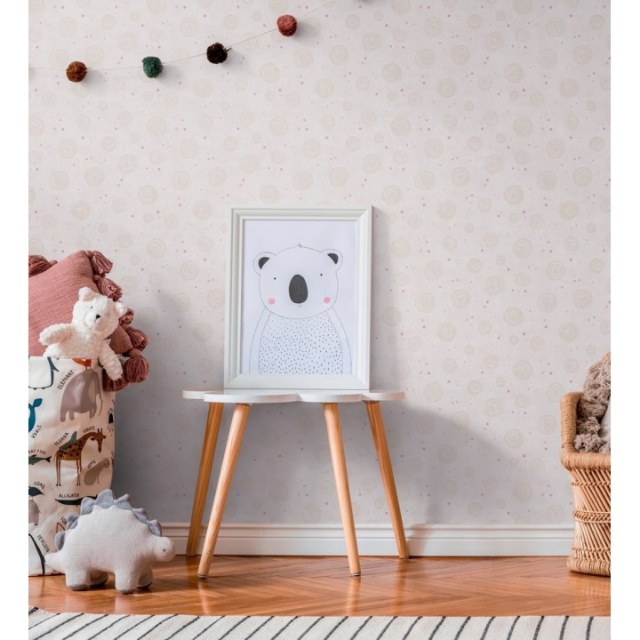 Papel pintado de espirales fondo efecto textil blanco y crema liso - Mia Whimsical 684863