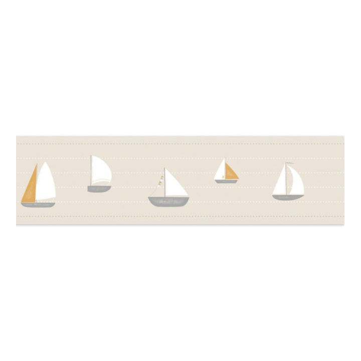 Cenefa infantil de barcos veleros beige - Kids Boats 126643