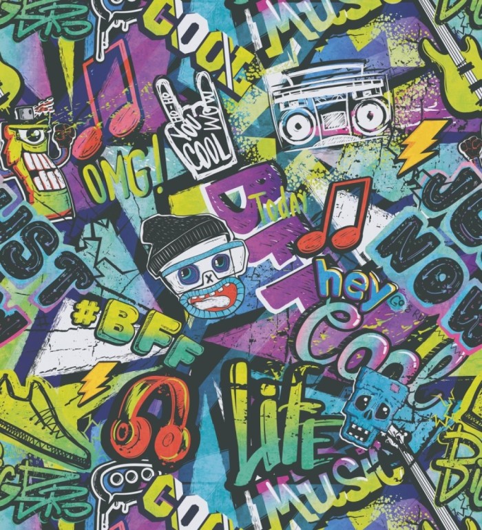 Papel pintado graffiti de música neon juvenil - Rio Funky 684866