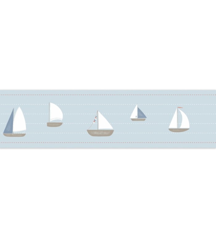 Cenefa infantil de barcos veleros celeste - Kids Boats 126644