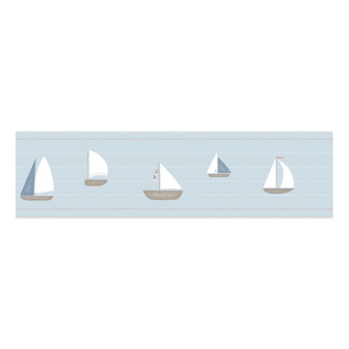Cenefa infantil de barcos veleros celeste - Kids Boats 126644