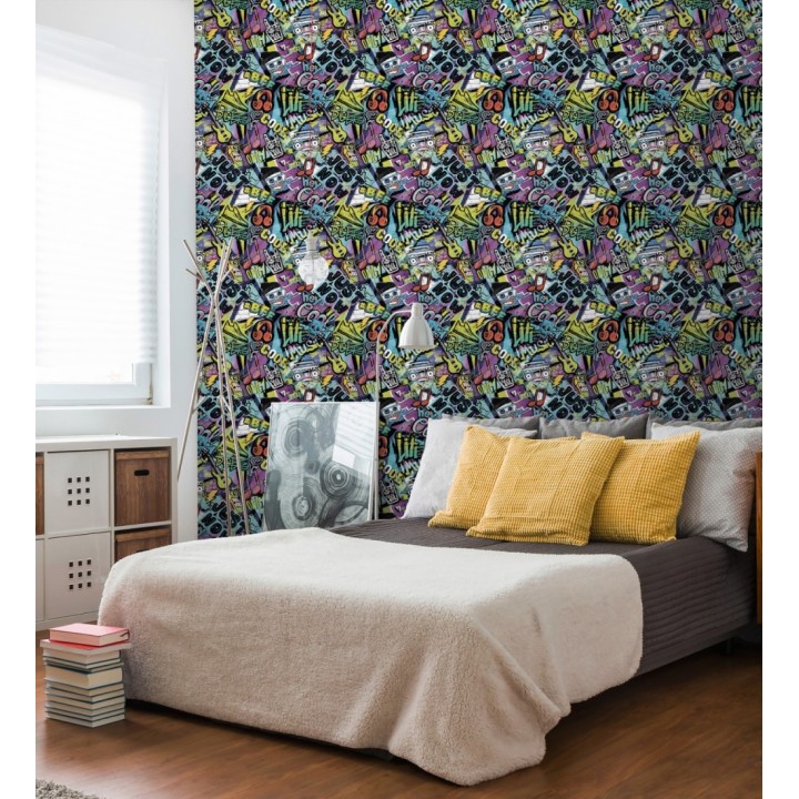 Papel pintado graffiti de música neon juvenil - Rio Funky 684866