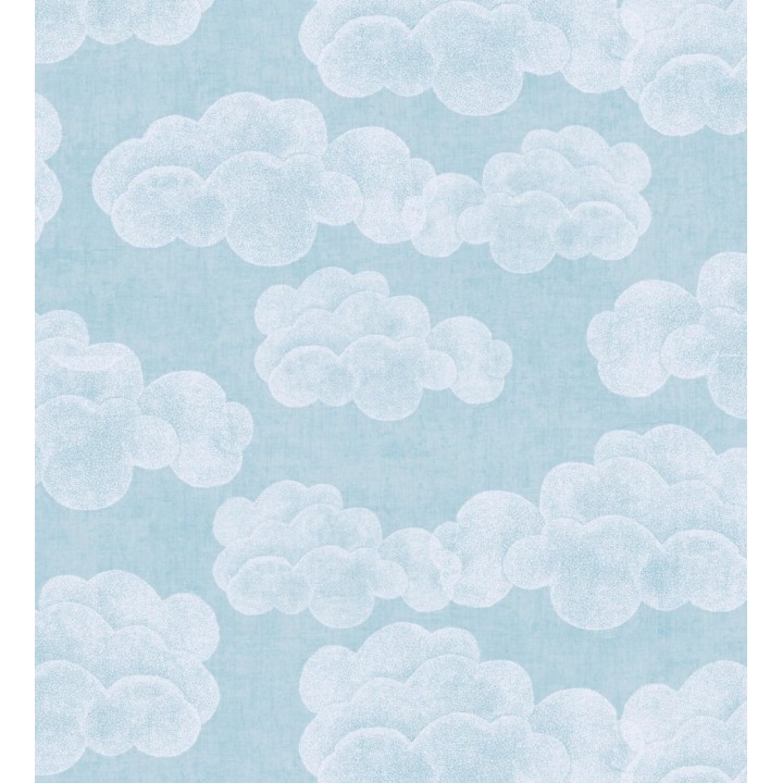 Papel pintado nubes algodón color azul cielo suave para niños y bebe - Sugar Puffy 684867