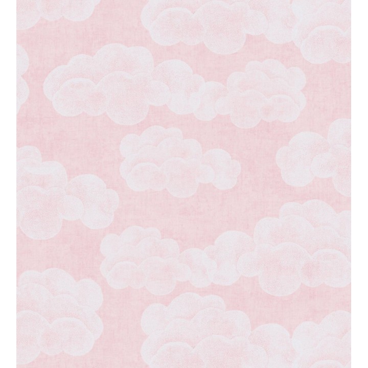 Papel pintado nubes algodón color rosa suave para niños y bebe - Sugar Puffy 684868