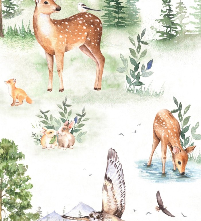 Papel pintado bosque infantil de ciervos zorros conejos águilas y búhos - Yellowstone Animals 684877