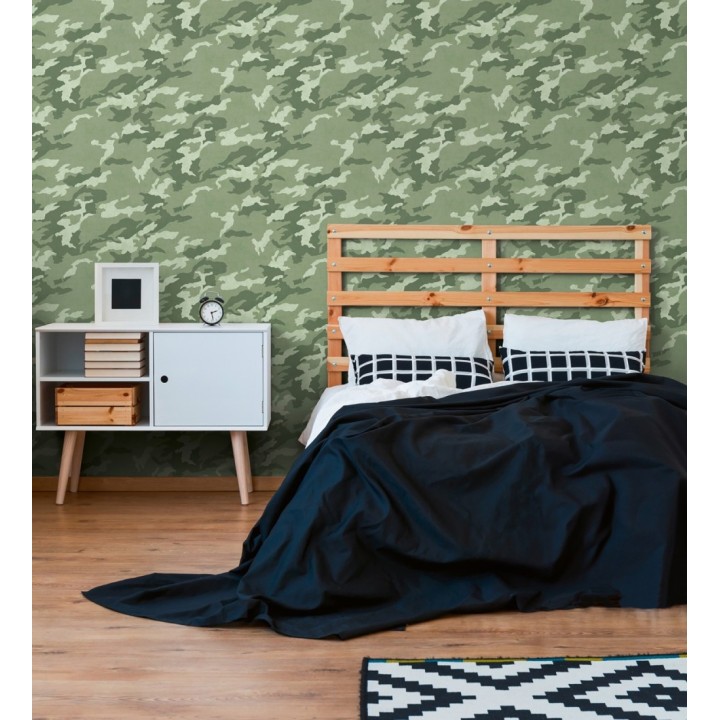 Papel pintado juvenil de camuflaje militar verde - Ragen Camo 684878