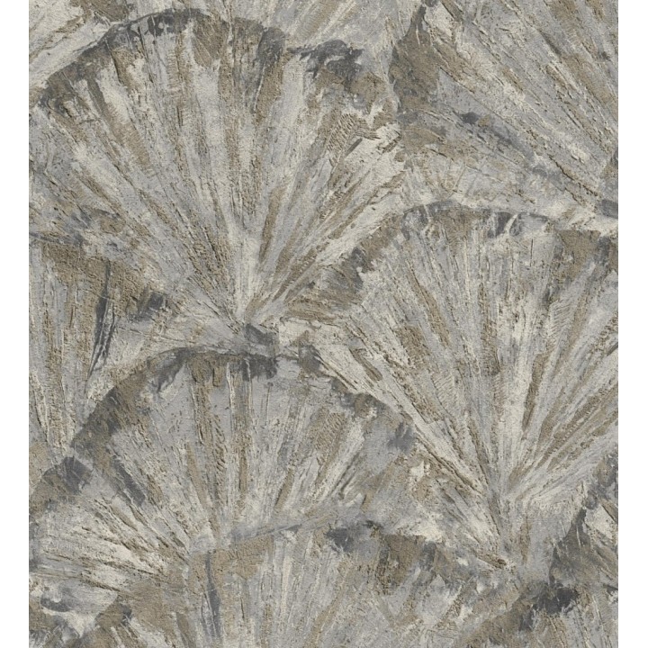 Papel pintado abanicos al óleo texturizado tonos piedra - Bellagio Gilded 684884