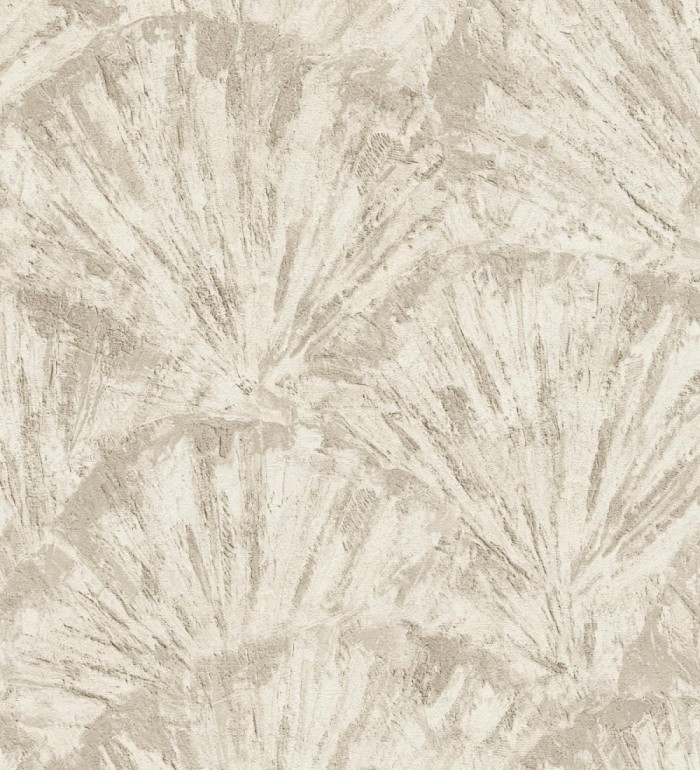 Papel pintado abanicos al óleo texturizado tonos arena - Bellagio Gilded 684885