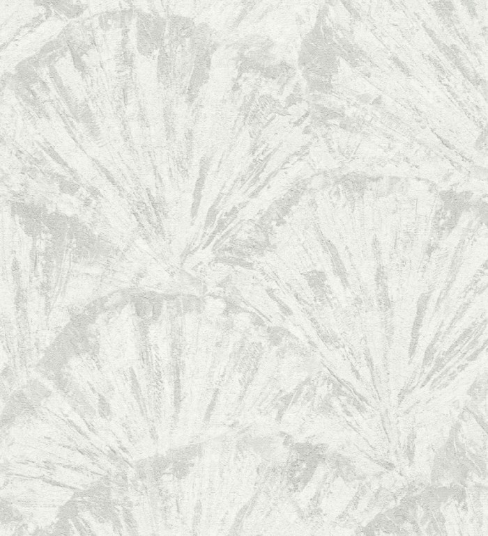 Papel pintado abanicos al óleo texturizado tonos blanco y gris - Bellagio Gilded 684886