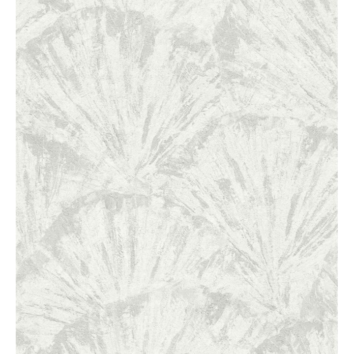 Papel pintado abanicos al óleo texturizado tonos blanco y gris - Bellagio Gilded 684886