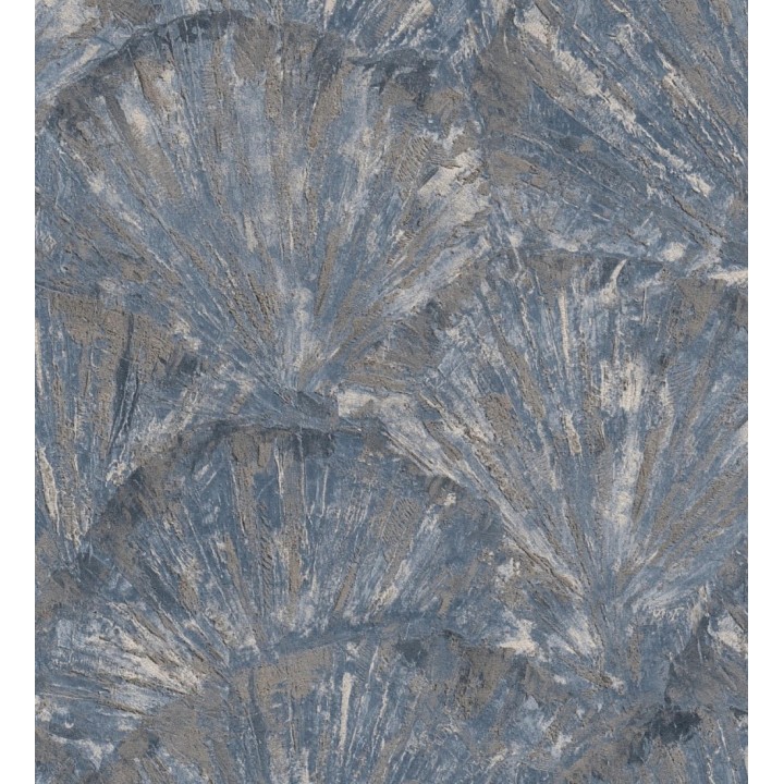 Papel pintado abanicos al óleo texturizado tonos azul oscuro - Bellagio Gilded 684888