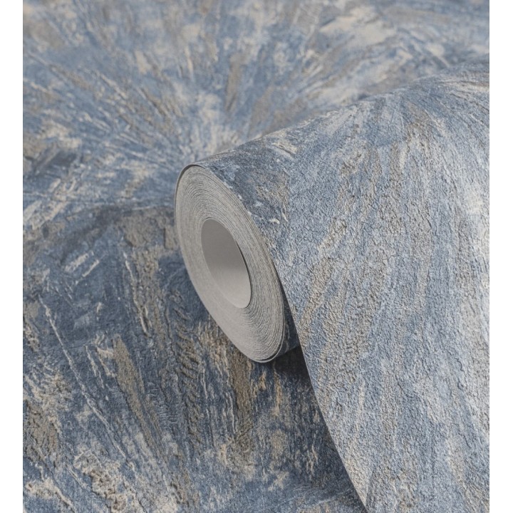 Papel pintado abanicos al óleo texturizado tonos azul oscuro - Bellagio Gilded 684888