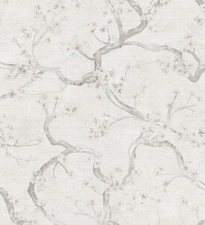 Papel pintado flores rosa y blanco fondo texturizado tonos blanco - Katsura Elegant 684893