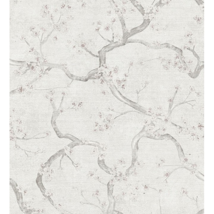 Papel pintado flores rosa y blanco fondo texturizado tonos blanco - Katsura Elegant 684893