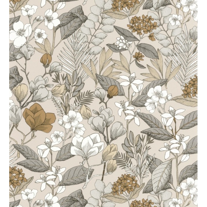 Papel pintado flores y hojas artísticas - Madison Country 126653