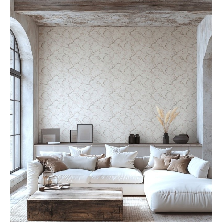 Papel pintado flores rosa y blanco fondo texturizado tonos blanco - Katsura Elegant 684893