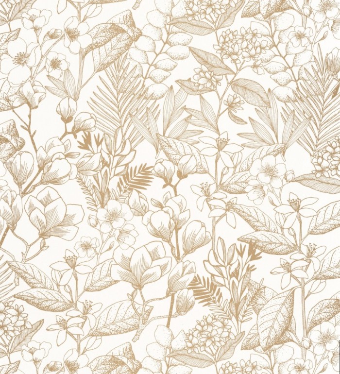 Papel pintado flores y hojas artísticas - Madison Country 126654