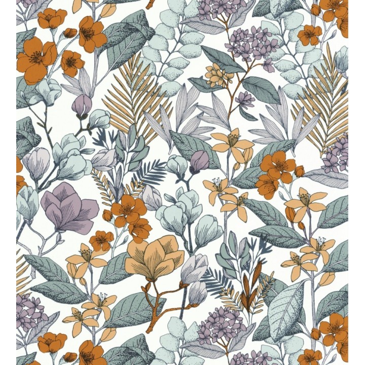 Papel pintado flores y hojas artísticas - Madison Country 126655