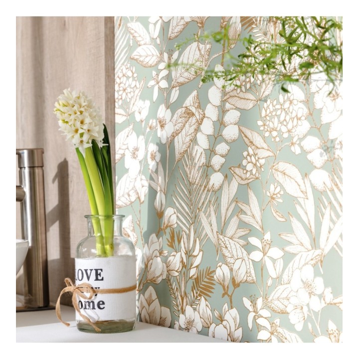 Papel pintado flores y hojas artísticas - Madison Country 126656