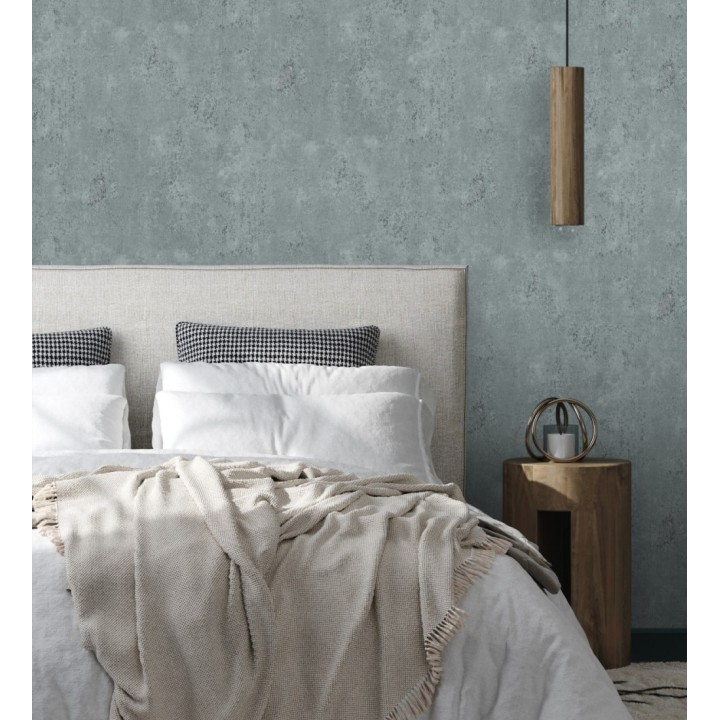 Papel pintado mortero a la cal azul petróleo texturizado mate - Somad Concrete 684903