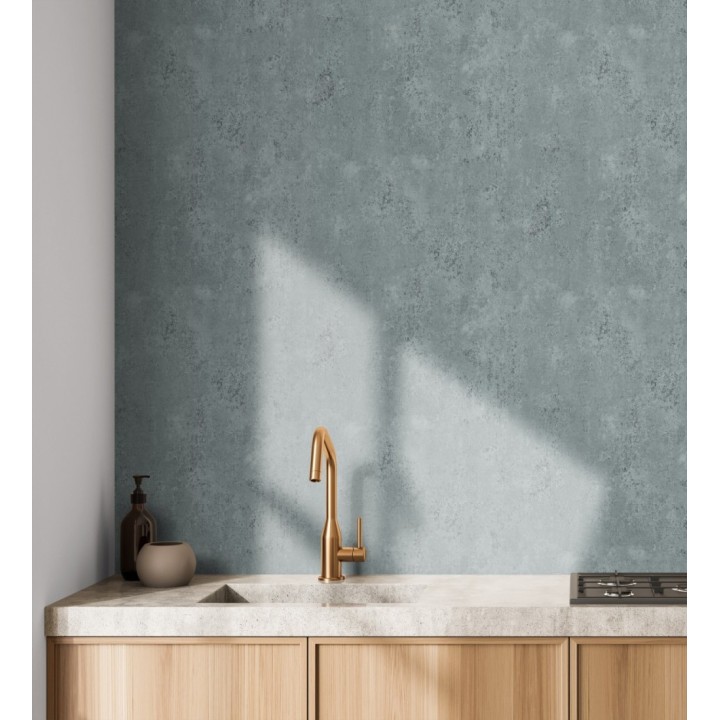 Papel pintado mortero a la cal azul petróleo texturizado mate - Somad Concrete 684903