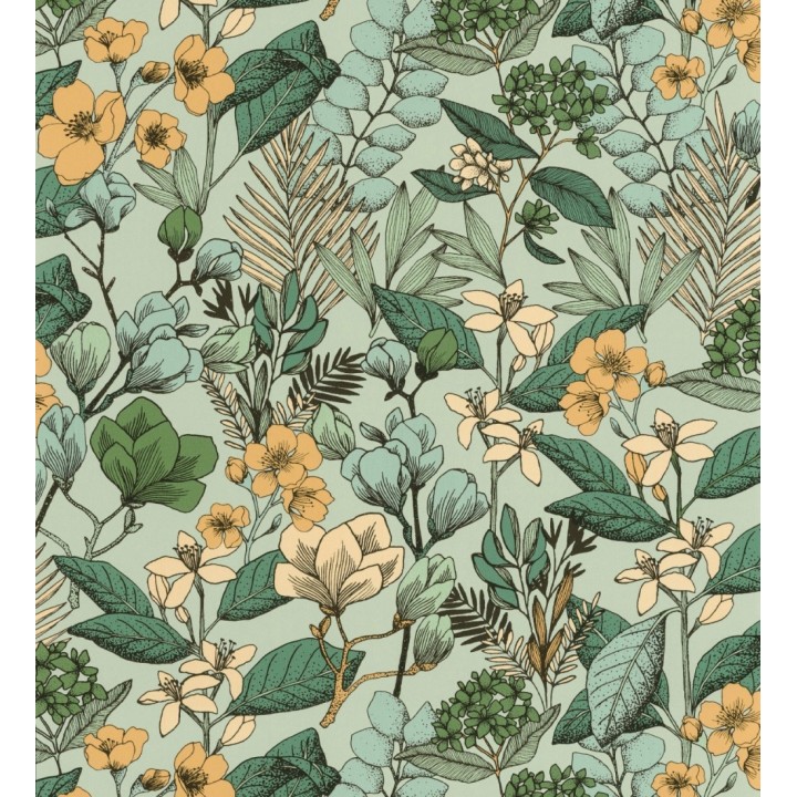 Papel pintado flores y hojas artísticas - Madison Country 126657