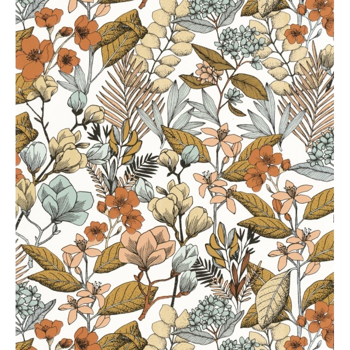 Papel pintado flores y hojas artísticas - Madison Country 126658