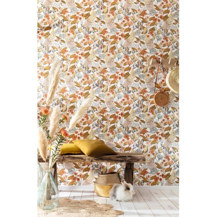 Papel pintado flores y hojas artísticas - Madison Country 126658