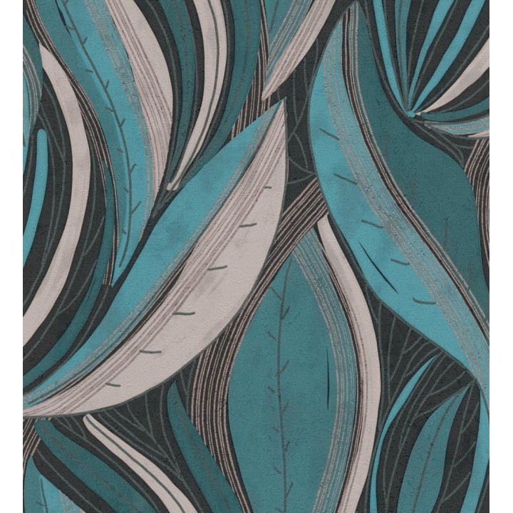 Papel pintado hojas vibrantes en grabado retro texturizado - Hibiscus Lush 684907