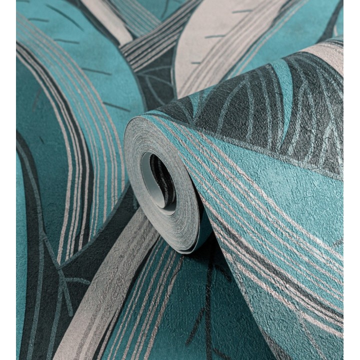 Papel pintado hojas vibrantes en grabado retro texturizado - Hibiscus Lush 684907