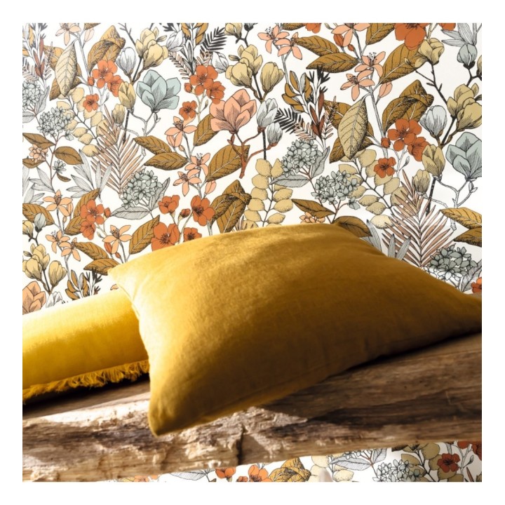 Papel pintado flores y hojas artísticas - Madison Country 126658