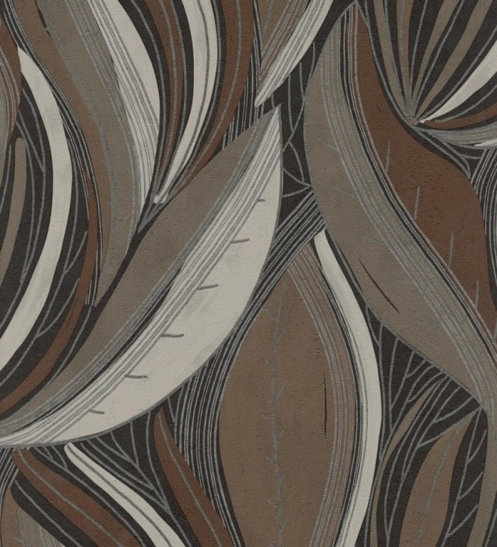 Papel pintado hojas vibrantes en grabado retro texturizado - Hibiscus Lush 684908