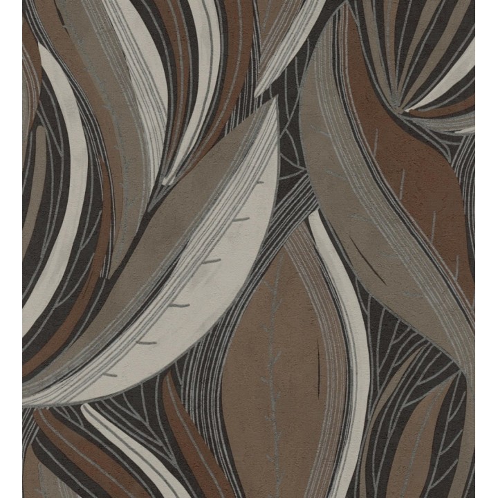 Papel pintado hojas vibrantes en grabado retro texturizado - Hibiscus Lush 684908